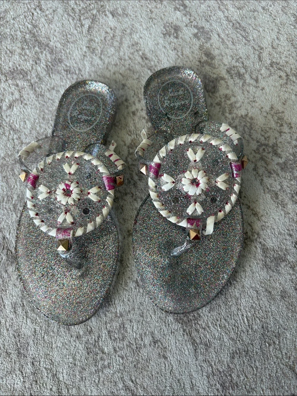Jack Rogers Girls Glitter Silver Multicolor Sandals